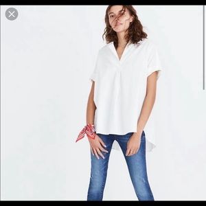 Madewell Courier Shirt, White Button-Back
